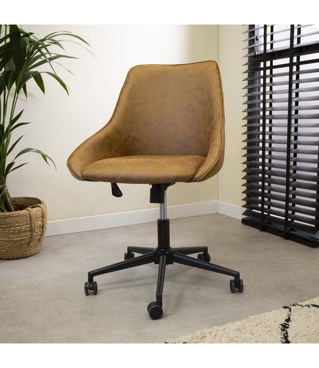 Dimehouse Lennox Chaise de bureau industrielle Cognac