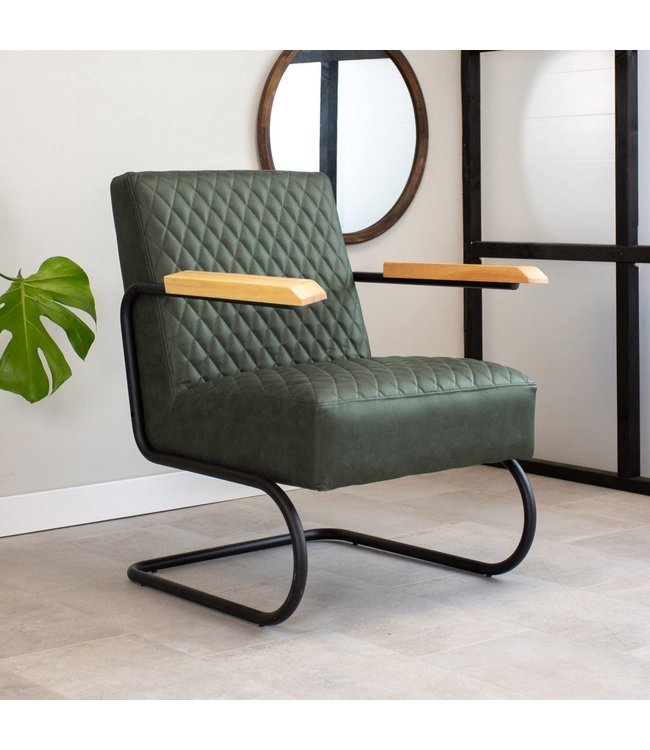 Industriële fauteuil Lars groen