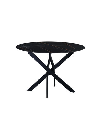 Dimehouse Vivian Table À Manger Noir Industrielle Ronde Ø110cm Pieds-Araigné