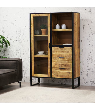 Dimehouse Xavi Armoire industrielle Bois Massif 115 x 180 cm