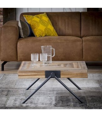 Dimehouse Industriële salontafel Sean Teakhout Vierkant 70 cm