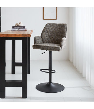 Novan Tabouret De Bar Industriel Chenille Anthracite