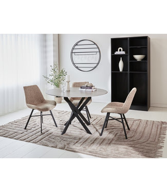 Dimehouse Ronde eettafel Vivian Ø150 cm marmerlook grijs spinpoot