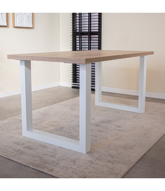 Lenzo Table de salle à manger robson oak 160x80 Pieds en U Blanc