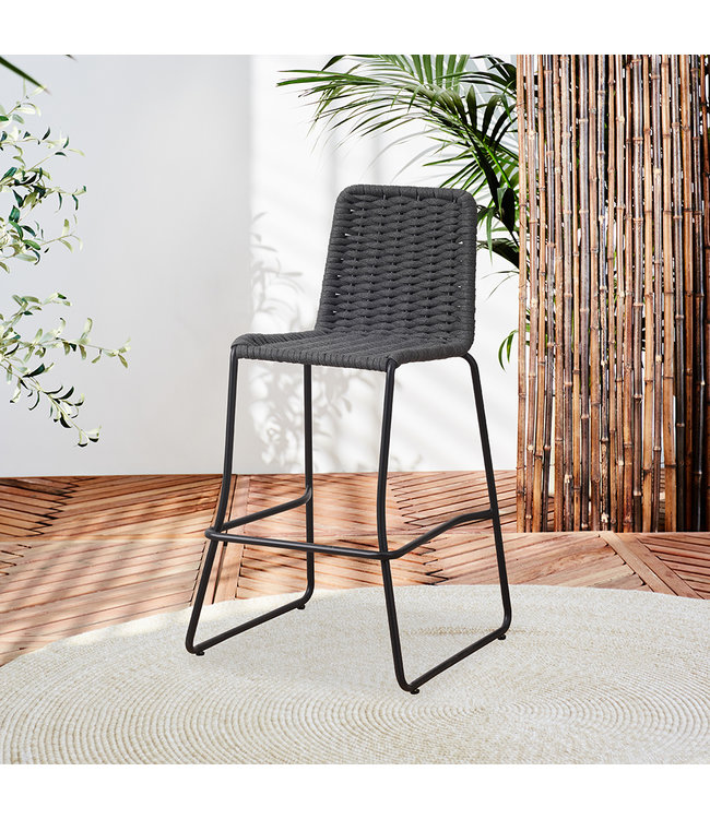 Tabouret de bar Outdoor Ray woven rope anthracite