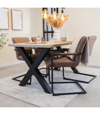 Lenzo Table de salle à manger robson oak 180x80 Pieds X Noir