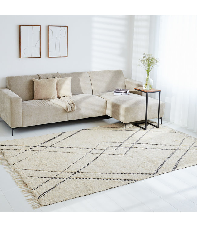 vloerkleed Samie beige geruit 200x290 cm - DIMEHOUSE