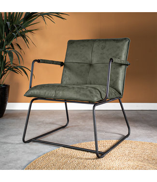 Industriële fauteuil Hailey groen ecoleder