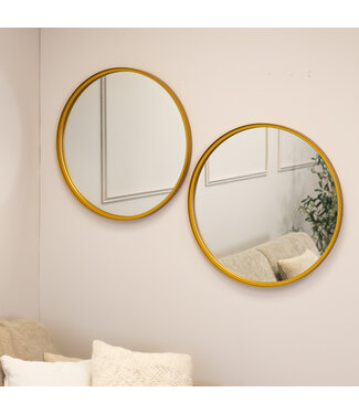 Ronde spiegel Stella set van twee goud Ø60 cm