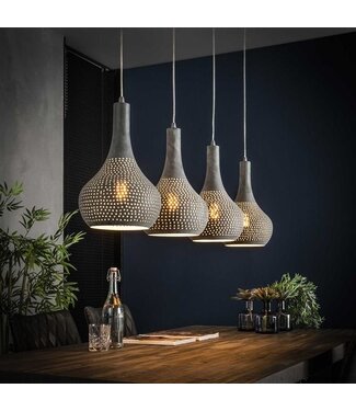 Hanglamp industrieel kegel Aya 4-lichts grijs