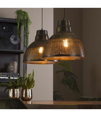 Industriële hanglamp Luisa 2-lichts metaal brons