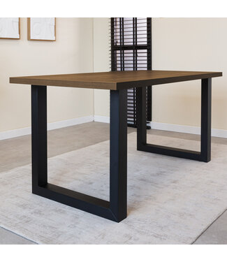 Dimehouse Table de salle à manger Lenzo noyer 150x80 u-leg noir