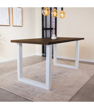 Dimehouse Table de salle à manger Lenzo noyer 150x80 u-leg blanc