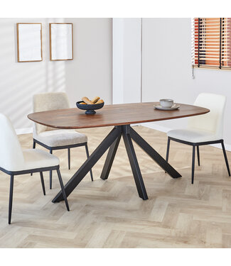 Dimehouse Table à manger industrielle Paris bois d'acacia 180 x 100 cm