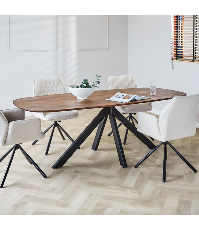 Dimehouse Table à manger industrielle Paris bois d'acacia 220 x 100 cm