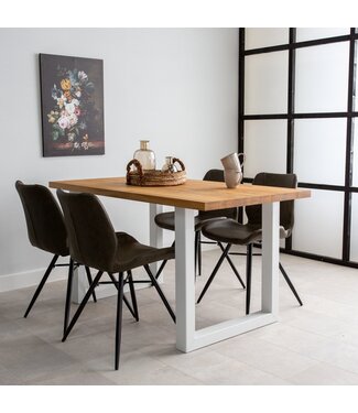 Table de salle à manger Rover chêne 140x80 pied en U blanc