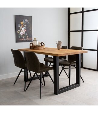 Table de salle à manger Rover chêne 160x90 pied en U noir