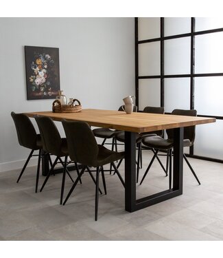 Table de salle à manger Rover chêne 220x100 pied en U noir