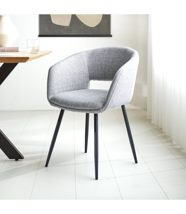 Chaise de salle à manger avec assise ronde Don gris clair