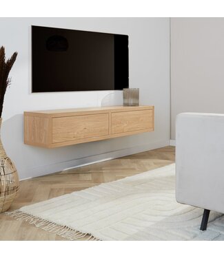 Zwevend tv-meubel 2-deurs Bernie rustiek eiken 160x30x35 cm