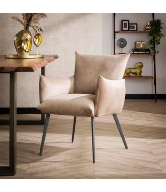 Eetkamerfauteuil Sarah beige met armleuning