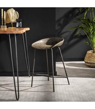 Lot de 4 Tabouret de bar industriel Max taupe