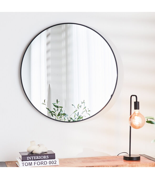 Miroir Rond Noir H&M - Diamètre 25 Cm - Déco Murale Moderne Et Élégante