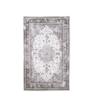 Tapis Jackie 160x230 cm noir et blanc fleurs