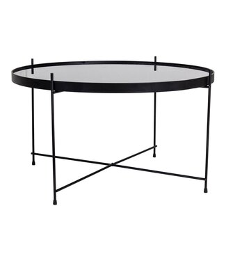 Table ronde d'appoint June verre noir Ø70 cm