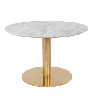 Ronde salontafel Miley wit goud Ø70 cm marmerlook