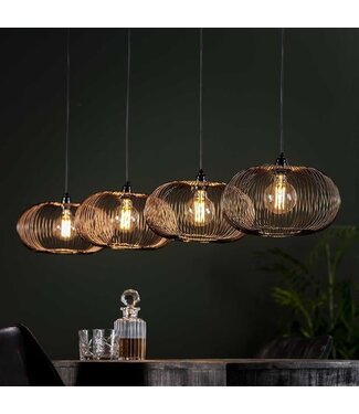 Jill Suspension Industrielle 4-Lampes Brun-Cuivre