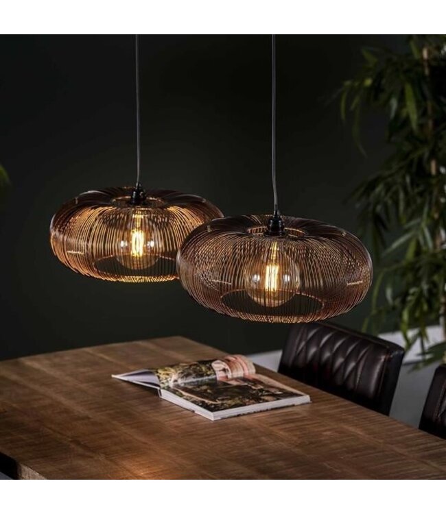 Industriële hanglamp Jill 2-lichts koper bruin