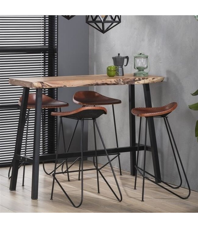 Elstar Table de bar industrielle tronc d'arbre en bois d'acacia 125cm