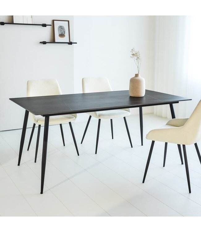 Table de salle à manger Jules 170x90 cm aspect marbre noir