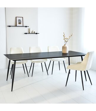 Table de salle à manger Jules 210x100 cm aspect marbre noir