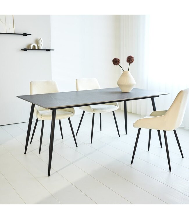 Table de salle à manger Jules 170x90 cm aspect marbre gris