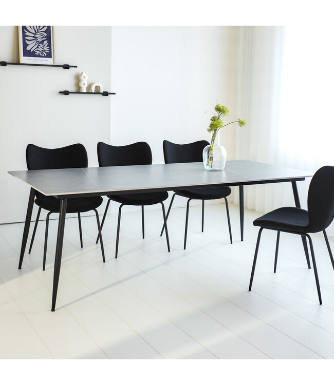 Table de salle à manger Jules 210x100 cm aspect marbre gris