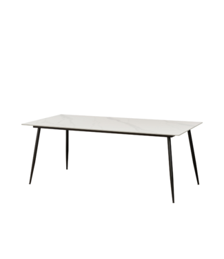 Eettafel Jules 190x90 cm marmerlook wit