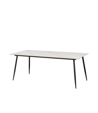 Table de salle à manger Jules 190x90 cm aspect marbre blanc