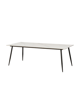 Table de salle à manger Jules 210x100 cm aspect marbre blanc