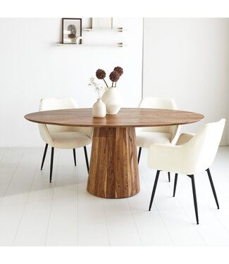 Ovale eettafel Amelia houten o-poot 160x100 cm