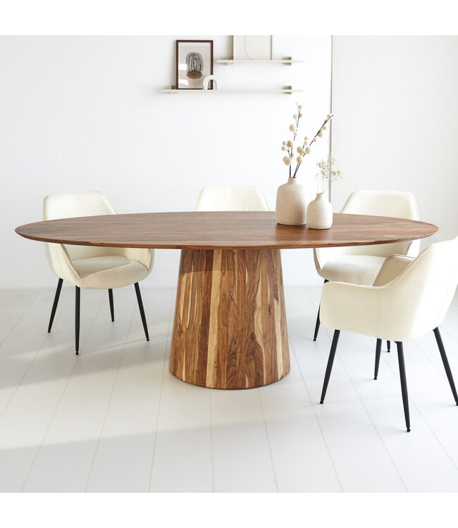 Ovale eettafel Amelia houten o-poot 200x100 cm