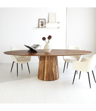 Table de salle à manger ovale Amelia bois 240x100 cm