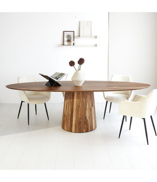 Ovale eettafel Amelia houten o-poot 260x100 cm