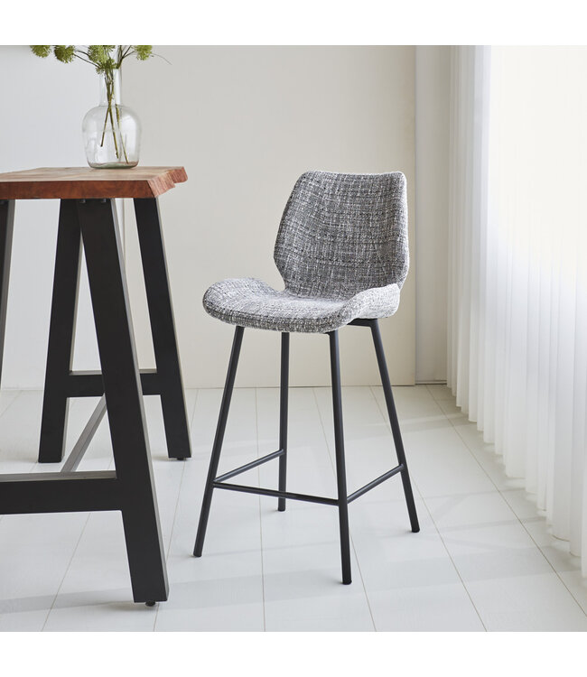 Beau Tabouret De Bar Industriel Chenille Gris