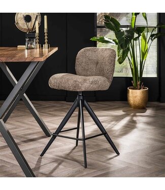 Lot de 2 Tabouret de bar pivotant Lava bouclé taupe