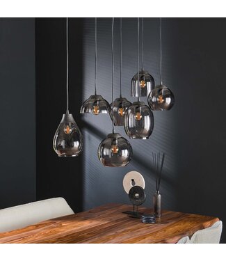 Hanglamp Felien 4+3 lichts mix chrome glas