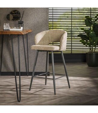 Lot de 2 tabourets de bar Ole bouclé beige