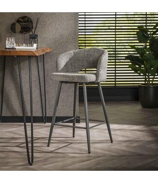 Lot de 2 tabourets de bar Ole bouclé gris