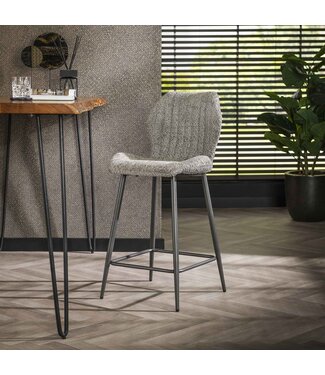 Lot de 2 tabourets de bar Chantal bouclé gris